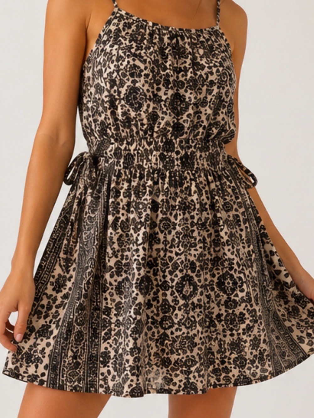 Free People Boho Paisley Printed Mini Dress Size Small - Picture 2 of 9